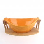 PD2395L-Bowl with bamboo（Bright colored glaze） 