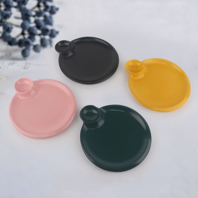 PD2766Y-MEAT ROUND PLATE（Matte colored glaze） 